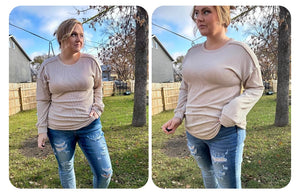 Vertical Ribbed Long Sleeve in Oatmeal