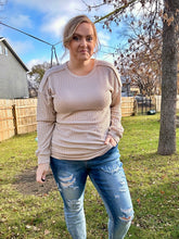 Vertical Ribbed Long Sleeve in Oatmeal