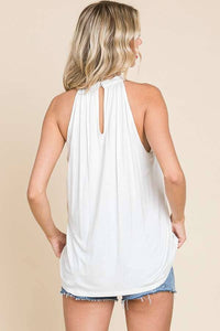 Embroidered Cream Flowy Tank Top