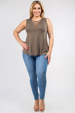 Dark Olive Tank w/ Cross Chest Detail