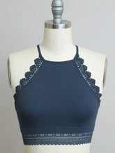 Crochet Lace Trimmed Bralette in Navy