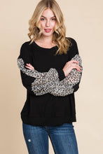 Black w/ Leopard Sleeve Long Sleeve