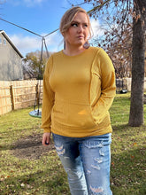 Urban Ribbed Long Sleeve with Front Pocket in Mustard