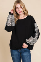 Black w/ Leopard Sleeve Long Sleeve