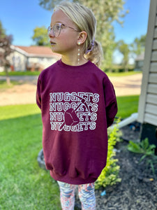 Hawley MN Nuggets WHITE on maroon Design