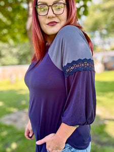 Navy and Blue Long Sleeve Top