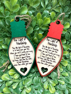 Light of Friendship wood ornaments!