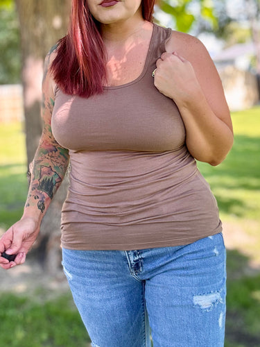 Racerback Fitted Tank in Mocha Brown