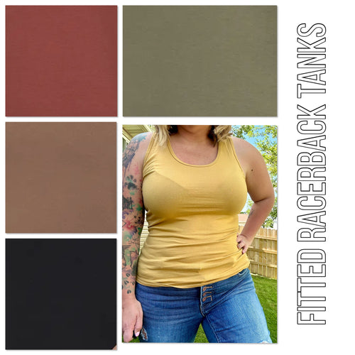 Racerback Fitted Tank in Mustard