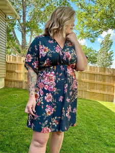 Floral Navy Wrap Dress