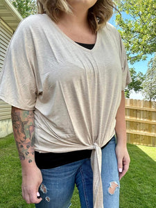 Light Cream Tee w/ Knotted Front