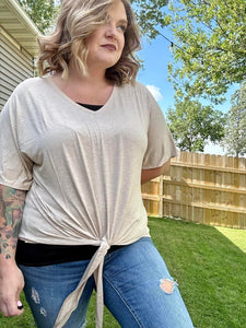 Light Cream Tee w/ Knotted Front