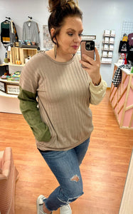 Neutral Colored Tri-Blocked Sweater