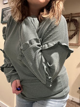 Olive Long Sleeve w/ Ruffle Details
