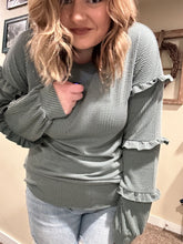 Olive Long Sleeve w/ Ruffle Details