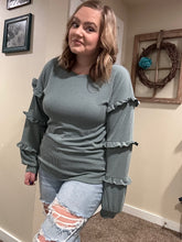 Olive Long Sleeve w/ Ruffle Details