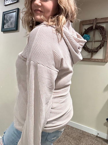 Cream 3/4 Zip Sweater