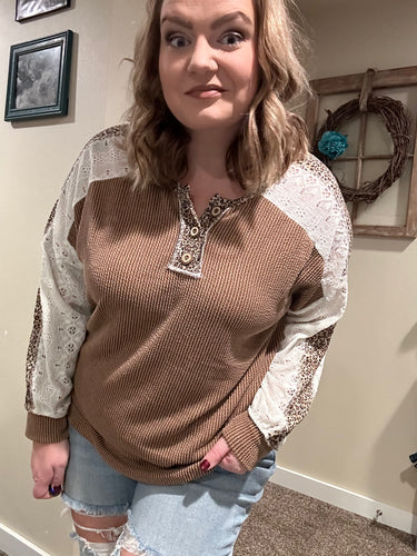 Leopard and Lace Brown Long Sleeve