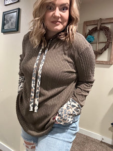Mocha Brown & Leopard Hoodie