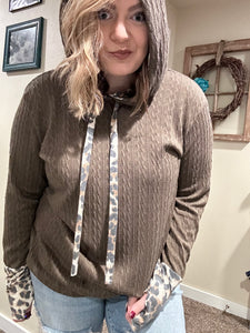 Mocha Brown & Leopard Hoodie