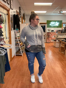 Gray Camo Cowl Long Sleeve