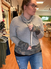 Gray Camo Cowl Long Sleeve