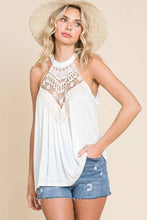 Embroidered Cream Flowy Tank Top