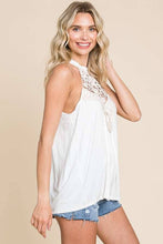 Embroidered Cream Flowy Tank Top