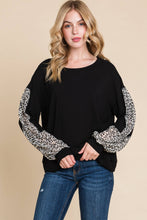 Black w/ Leopard Sleeve Long Sleeve