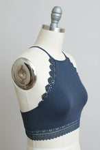 Crochet Lace Trimmed Bralette in Navy