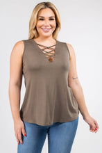 Dark Olive Tank w/ Cross Chest Detail