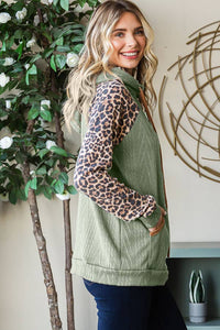 Olive Green & Leopard Hoodie