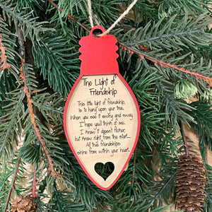 Light of Friendship wood ornaments!